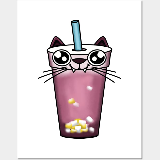 Boba Meow Tea Wall Art by Nuffypuffy